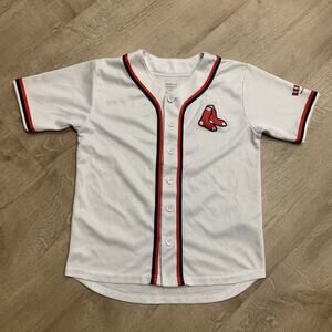 MLB Boston Red Sox Team Jersey Youth Boys Small S 6/7 White Button Up Blank Back